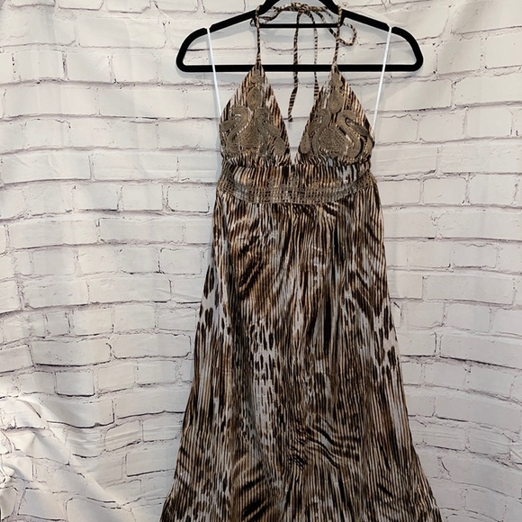 EUC LUCKY BRAND HALTER EMBROIDERED MAXI SZ SM - Picture 1 of 10
